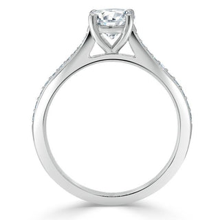 0.75 CT Round Cut Solitaire Moissanite Engagement Ring With Channel Setting - Barbara Maison 