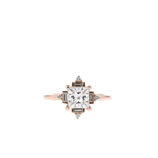 1.07 CT Princess Cut Cluster Moissanite Engagement Ring - Barbara Maison 