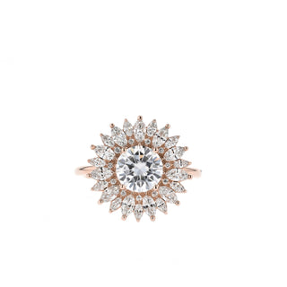 0.88 CT Round Cut Ballerina Moissanite Engagement Ring - Barbara Maison 