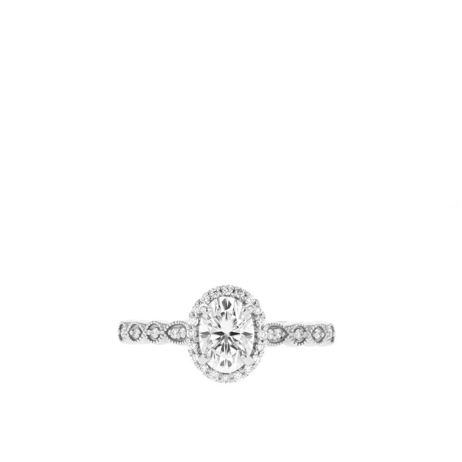 0.84-1.91 CT Oval Cut Halo & Pave Moissanite Engagement Ring - Barbara Maison 