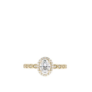 0.84-1.91 CT Oval Cut Halo & Pave Moissanite Engagement Ring - Barbara Maison 
