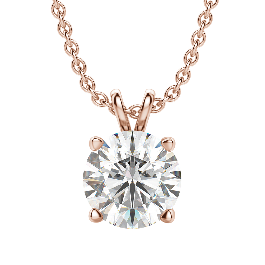 0.25 CT-1.0 CT Round Solitaire CVD F/VS Diamond Necklace - Barbara Maison 