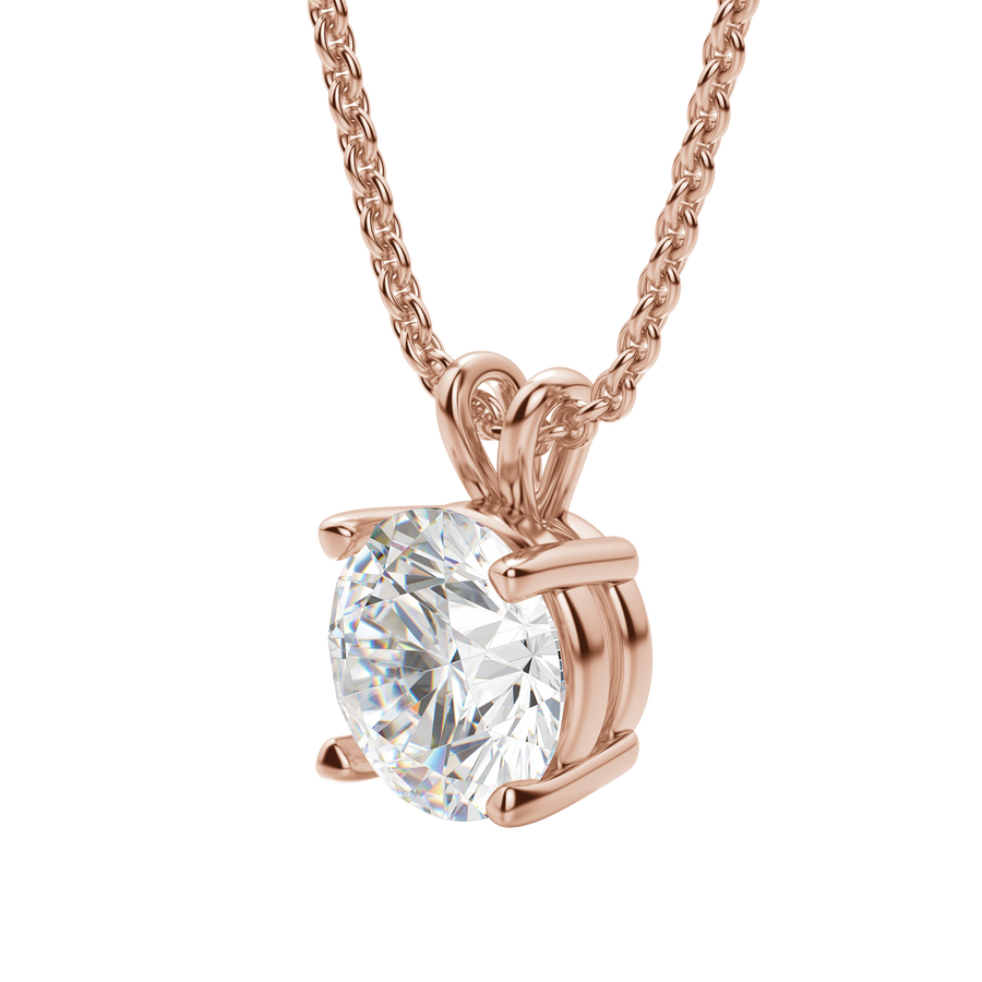 0.25 CT-1.0 CT Round Solitaire CVD F/VS Diamond Necklace - Barbara Maison 