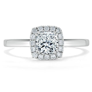 0.75 CT Cushion Cut Halo Moissanite Engagement Ring - Barbara Maison 