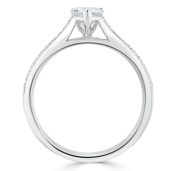1.0 CT Heart Cut Solitaire Channel Pave Moissanite Engagement Ring - Barbara Maison 