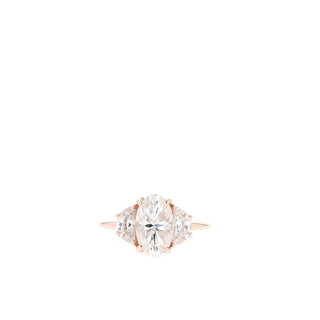 2.08 CT Oval Three Stone Style Moissanite Engagement Ring - Barbara Maison 