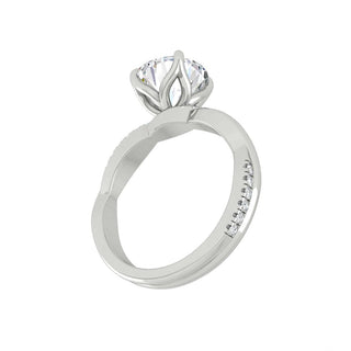 1.85 CT Round Cut Solitaire Twisted Pave Moissanite Engagement Ring - Barbara Maison 