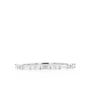 0.37 TCW Round & Baguette Alternative Moissanite Wedding Band - Barbara Maison 