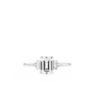 0.92 CT Emerald Cut 3 Stones Moissanite Engagement Ring - Barbara Maison 