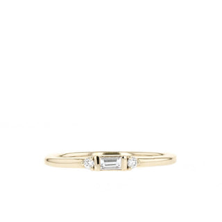 Baguette and Three Stone Thin Wedding Band