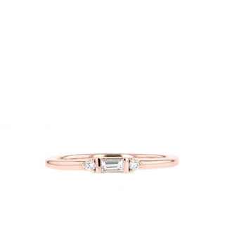 Baguette and Three Stone Thin Wedding Band