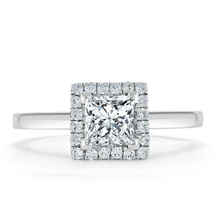 1.0 CT Princess Cut Halo Moissanite Engagement Ring - Barbara Maison 