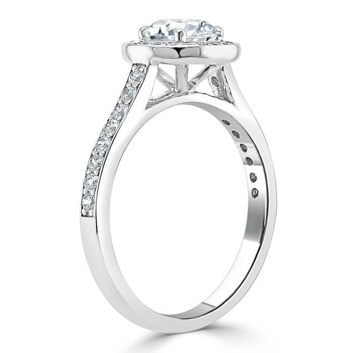 0.75 CT Round Cut Halo Pave Moissanite Engagement Ring - Barbara Maison 