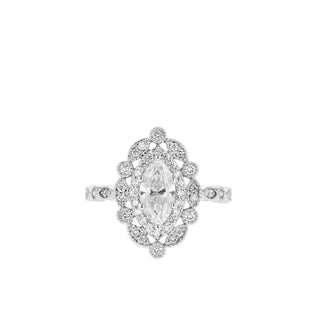 0.67 CT Marquise Cut Vintage Moissanite Engagement Ring - Barbara Maison 