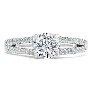 0.75 CT Round Cut Solitaire Split Shank Style Moissanite Engagement Ring - Barbara Maison 