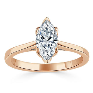 1.0 CT Marquise Cut Solitaire Moissanite Engagement Ring - Barbara Maison 