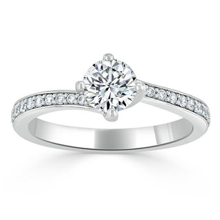 0.75 CT Round Cut Solitaire Bypass Pave Moissanite Engagement Ring - Barbara Maison 