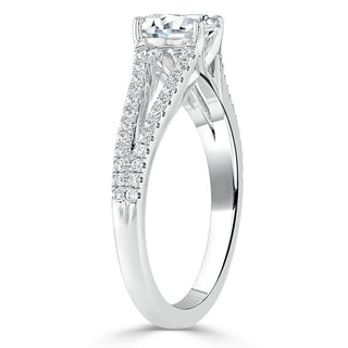 0.75 CT Oval Cut Solitaire Split Shank Style Moissanite Engagement Ring - Barbara Maison 