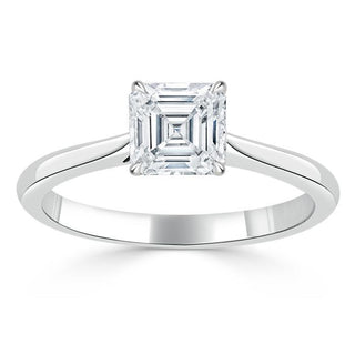 1.0 CT Asscher Cut Solitaire Moissanite Engagement Ring - Barbara Maison 