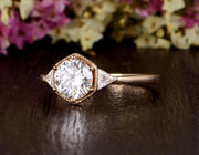 1.60 CT Round Cut Three Stone Moissanite Engagement Ring - Barbara Maison 