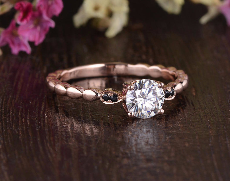 1.35 CT Round Cut Solitaire Moissanite Engagement Ring - Barbara Maison 