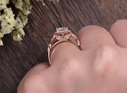 1.0 CT Emerald Cut Halo Moissanite Engagement Ring - Barbara Maison 