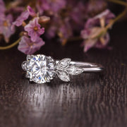 1.60 CT Round Cut Cluster Moissanite Engagement Ring - Barbara Maison 