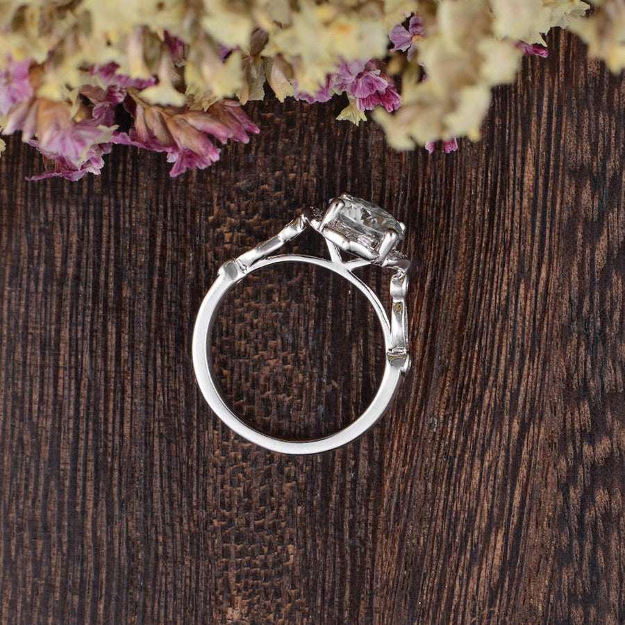 1.60 CT Round Cut Vintage Art Deco Moissanite Engagement Ring - Barbara Maison 