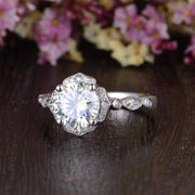1.60 CT Round Cut Vintage Art Deco Moissanite Engagement Ring - Barbara Maison 