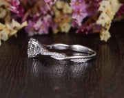 1.60 CT Round Cut Twisted Pave Setting Moissanite Engagement Ring - Barbara Maison 