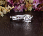 1.60 CT Round Cut Twisted Pave Setting Moissanite Engagement Ring - Barbara Maison 