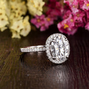 1.32 CT Oval Cut Halo Moissanite Engagement Ring - Barbara Maison 