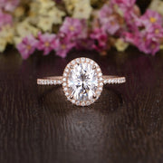 1.32 CT Oval Cut Halo Moissanite Engagement Ring - Barbara Maison 