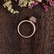 1.32 CT Oval Cut Halo Moissanite Engagement Ring - Barbara Maison 