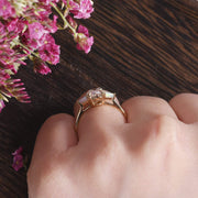 0.75 CT Oval Three Stone Moissanite Engagement Ring - Barbara Maison 