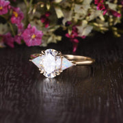 0.75 CT Oval Three Stone Moissanite Engagement Ring - Barbara Maison 