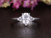 0.75 CT Pear Cluster Moissanite Engagement Ring - Barbara Maison 