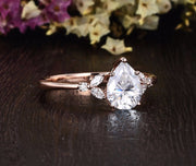 0.75 CT Pear Cluster Moissanite Engagement Ring - Barbara Maison 