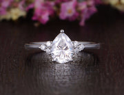 0.75 CT Pear Cluster Moissanite Engagement Ring - Barbara Maison 
