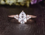 0.75 CT Pear Cluster Moissanite Engagement Ring - Barbara Maison 
