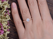 1.35 CT Round Cut Solitaire Milgrain Pave Setting Moissanite Engagement Ring - Barbara Maison 