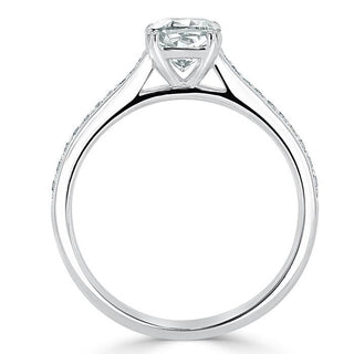 1.0 CT Cushion Cut Solitaire Channel Pave Moissanite Engagement Ring - Barbara Maison 