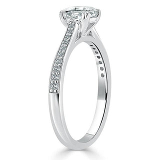 1.0 CT Cushion Cut Solitaire Channel Pave Moissanite Engagement Ring - Barbara Maison 