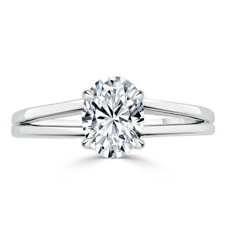 0.94 CT Oval Cut Solitaire Moissanite Engagement Ring - Barbara Maison 