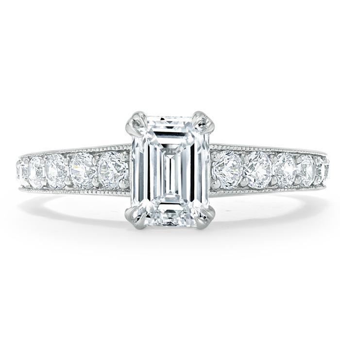 0.75 CT Emerald Cut Solitaire Moissanite Engagement Ring - Barbara Maison 