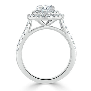 0.75 CT Round Cut Double Halo Moissanite Engagement Ring With Pave Setting - Barbara Maison 