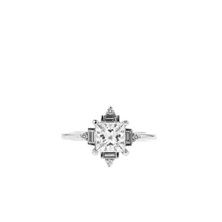 1.07 CT Princess Cut Cluster Moissanite Engagement Ring - Barbara Maison 