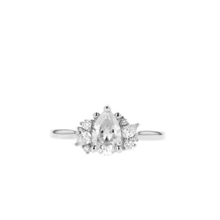 0.86-1.33 CT Pear Cut Cluster Moissanite Engagement Ring - Barbara Maison 