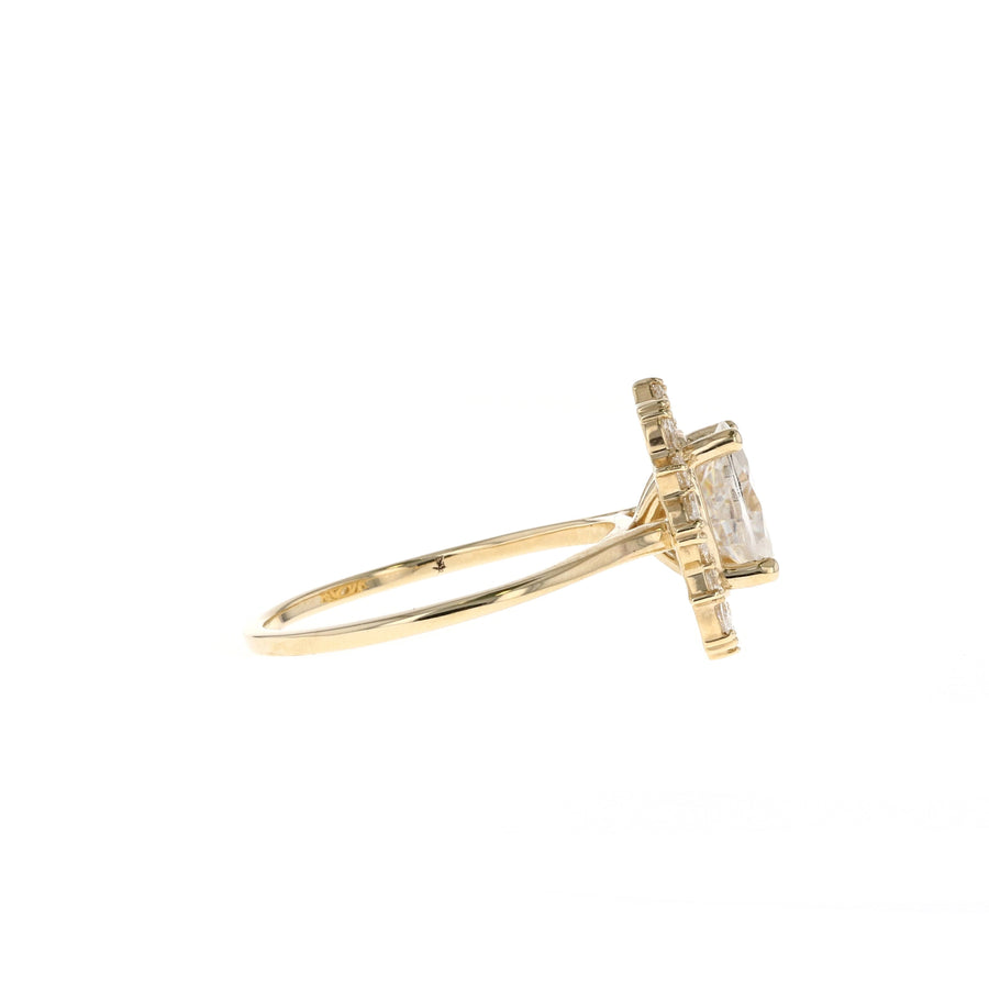 1.33 CT Oval Cut Cluster Halo Moissanite Engagement Ring - Barbara Maison 