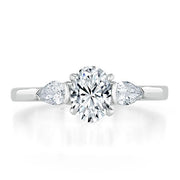 0.75 CT Oval Cut Three Stone Moissanite Engagement Ring - Barbara Maison 